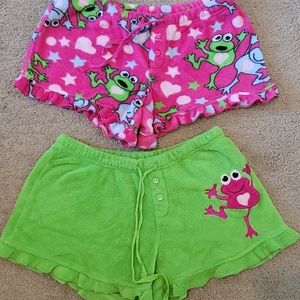 Frog Print Pink and Green Women's Sleep Shorts